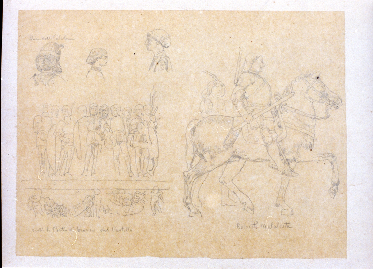 studi dal bassorilievo dell'Arco Trionfale di Alfonso d'Aragona di Casteln uovo a Napoli (disegno) di Vetri Paolo (secc. XIX/ XX)