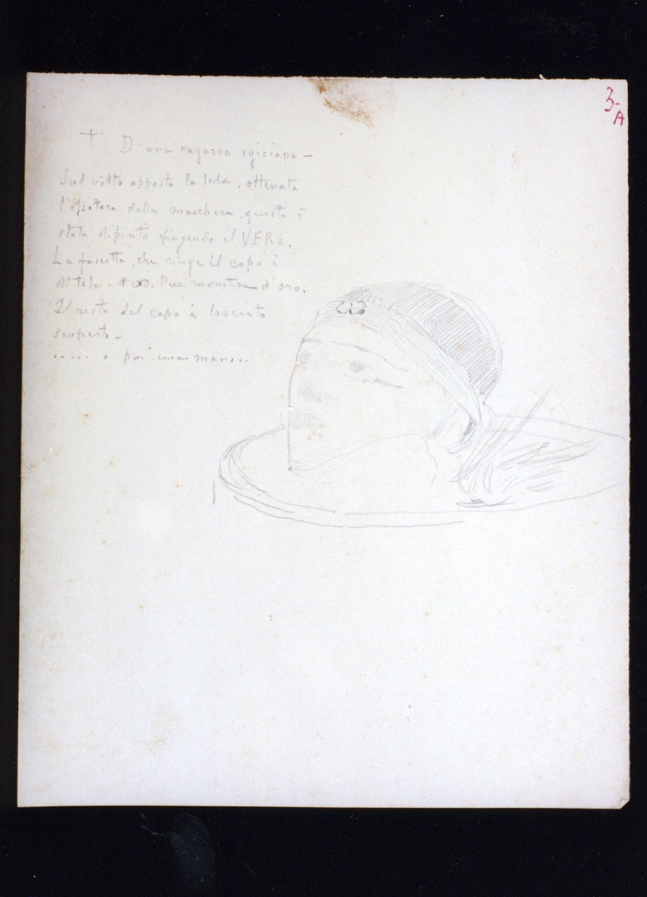 studio di testa di fanciulla egiziana (disegno) di Vetri Paolo (secc. XIX/ XX)