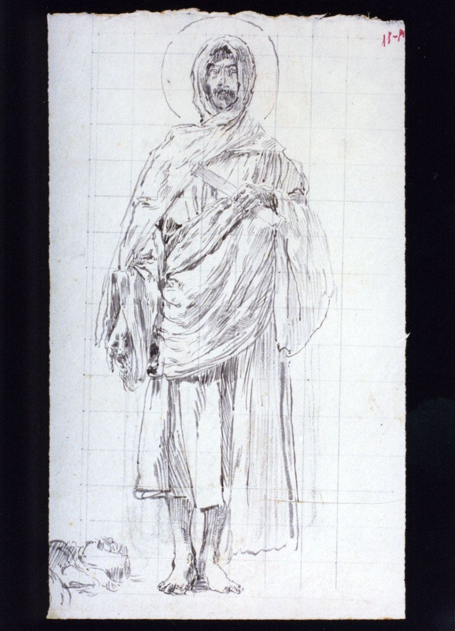 studio per figura maschile di Santo (disegno) di Vetri Paolo (secc. XIX/ XX)