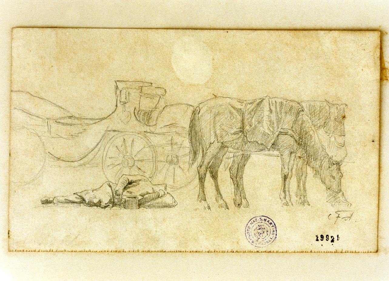 carrozza con cavalli (disegno) di Aagaard Carl Frederik (sec. XIX)