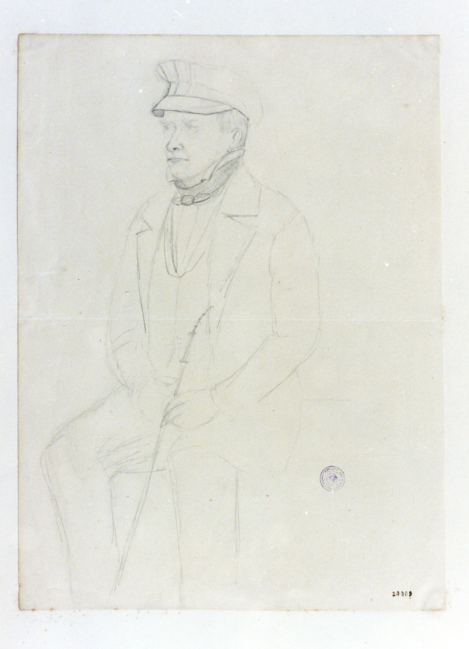 ritratto di uomo seduto (disegno) di Grove Nordahl (sec. XIX)