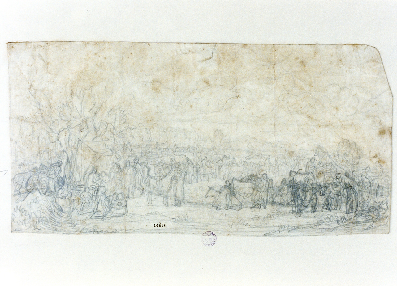 mercato dei cavalli (disegno) di Habbe Nikolaj François (sec. XIX)