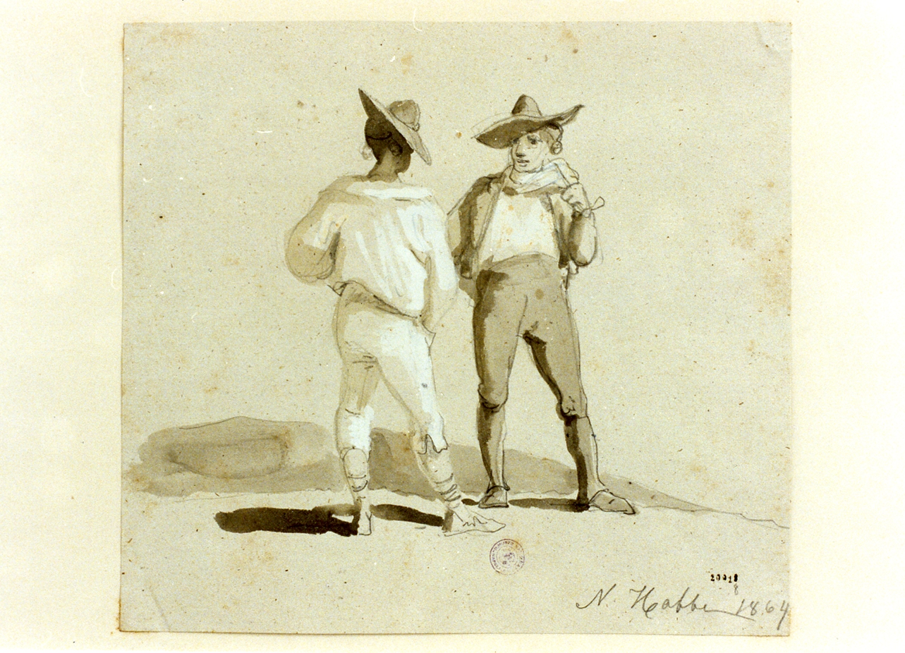 figure maschili in costume esotico (disegno) di Habbe Nikolaj François (sec. XIX)
