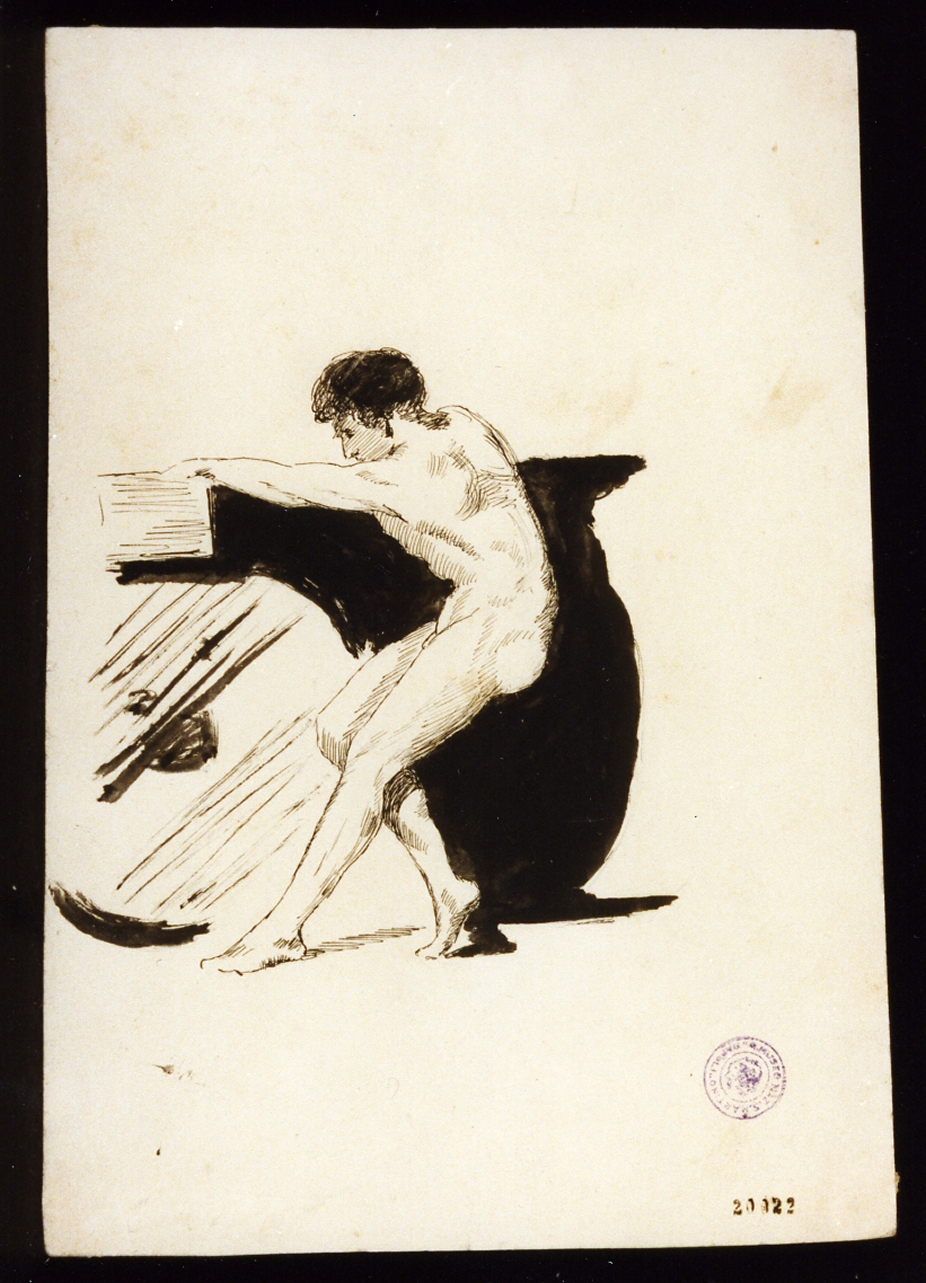studio di nudo maschile (disegno) di Hansen Thomas Erik Albertsen (secc. XIX/ XX)