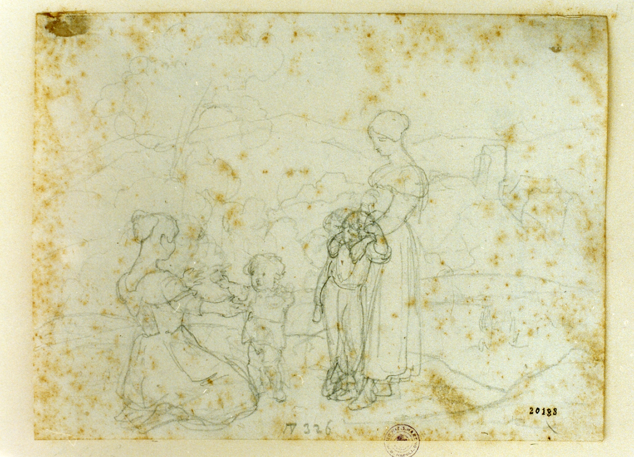 studio di donne e di bambini (disegno) di Marstrand Vilhelm Nicolai (sec. XIX)