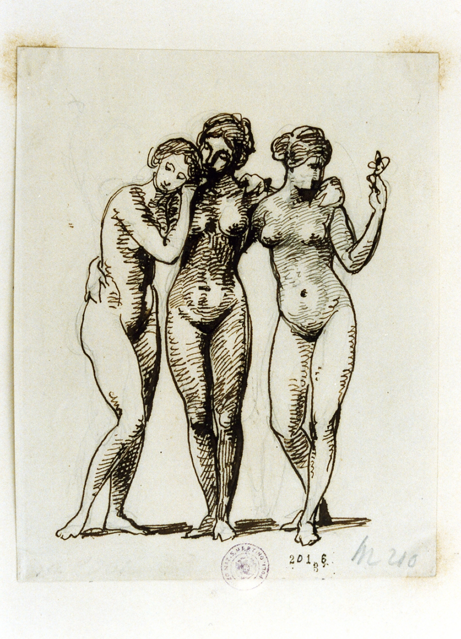 studio di figure femminili (disegno) di Marstrand Vilhelm Nicolai (sec. XIX)