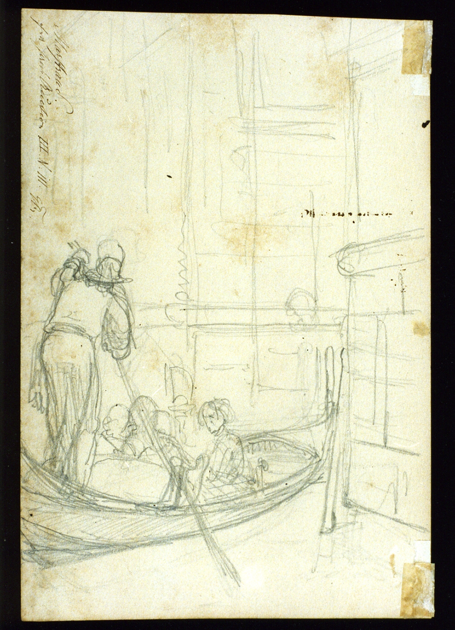 studio di figura su una gondola (disegno) di Marstrand Vilhelm Nicolai (sec. XIX)
