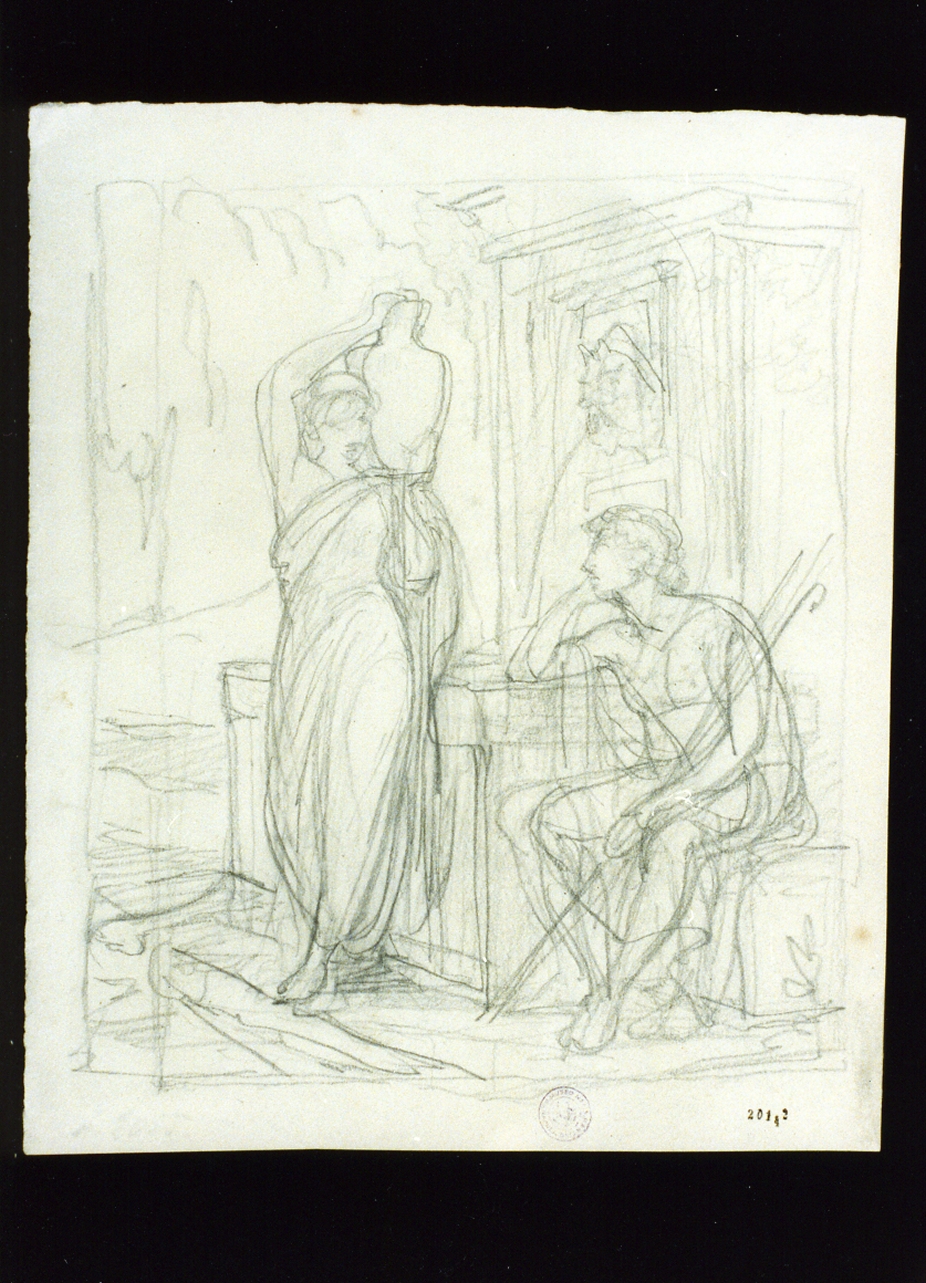 Rebecca e Eleazaro (disegno) di Marstrand Vilhelm Nicolai (sec. XIX)
