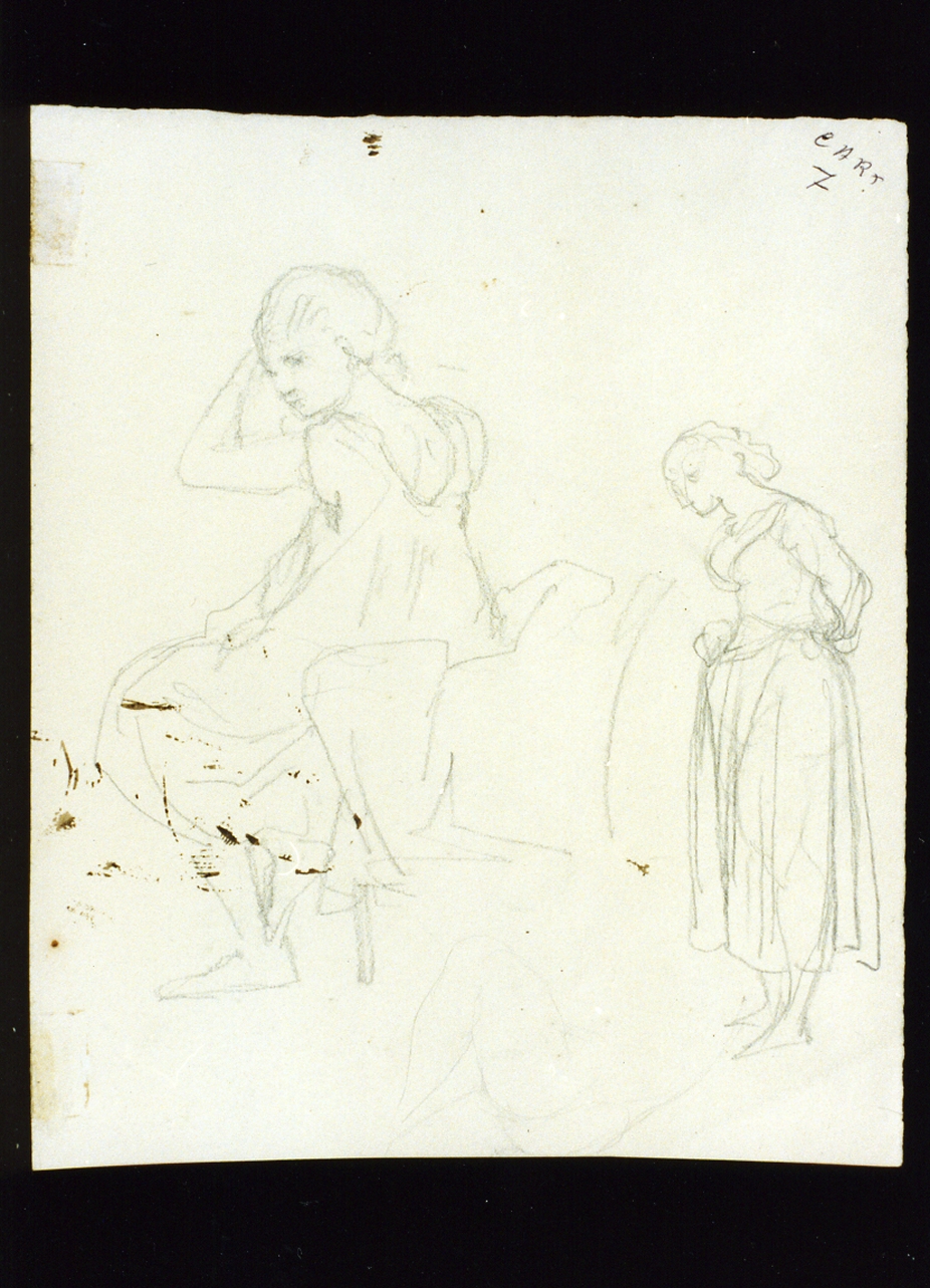 studio di figure femminili (disegno) di Marstrand Vilhelm Nicolai (sec. XIX)