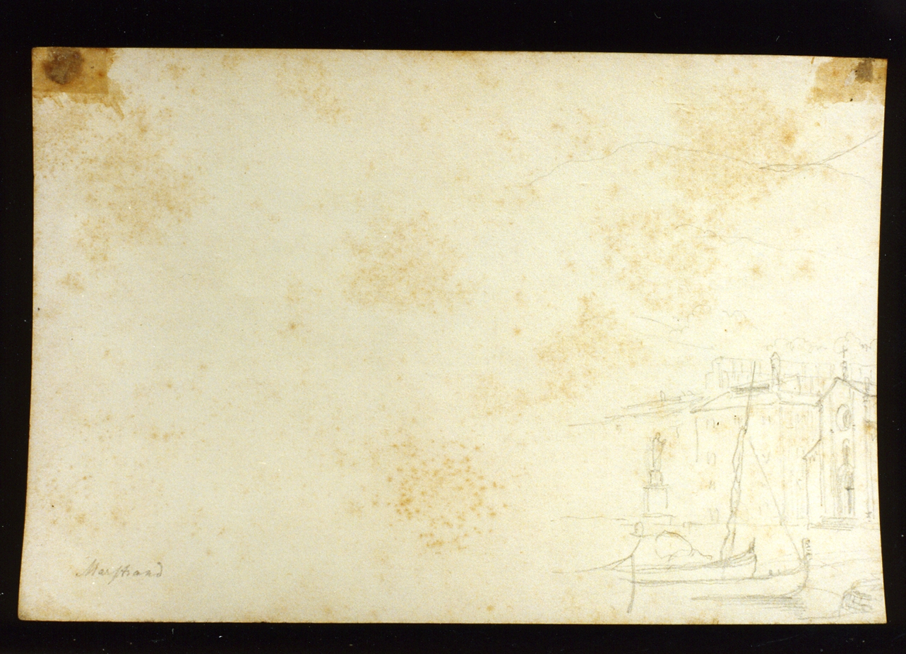 veduta di città (disegno) di Marstrand Vilhelm Nicolai (sec. XIX)