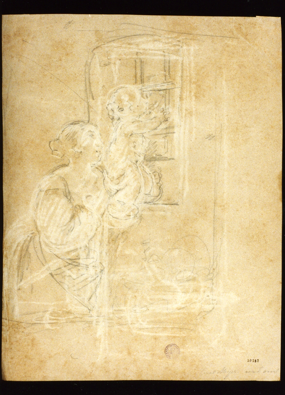 scena di vita familiare (disegno) di Meyer Ernst (sec. XIX)