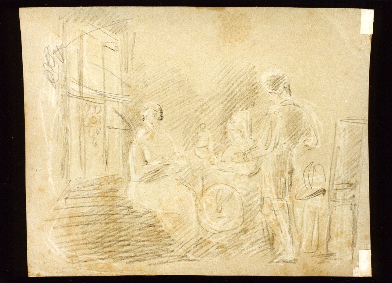 studio di interno con figure (disegno) di Meyer Ernst (sec. XIX)