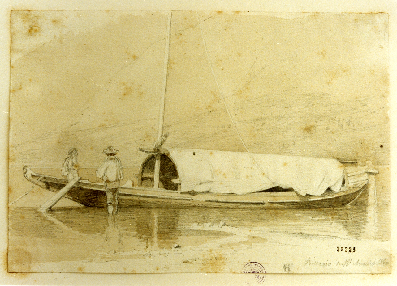 veduta del lago di Como presso Bellagio (disegno) di Rohde Niels Frederik Martin (sec. XIX)