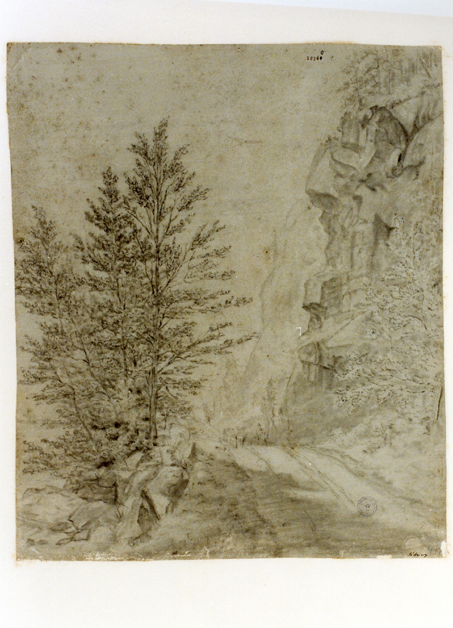 paesaggio alpino (disegno) di Sodring Frederik Hansen (sec. XIX)