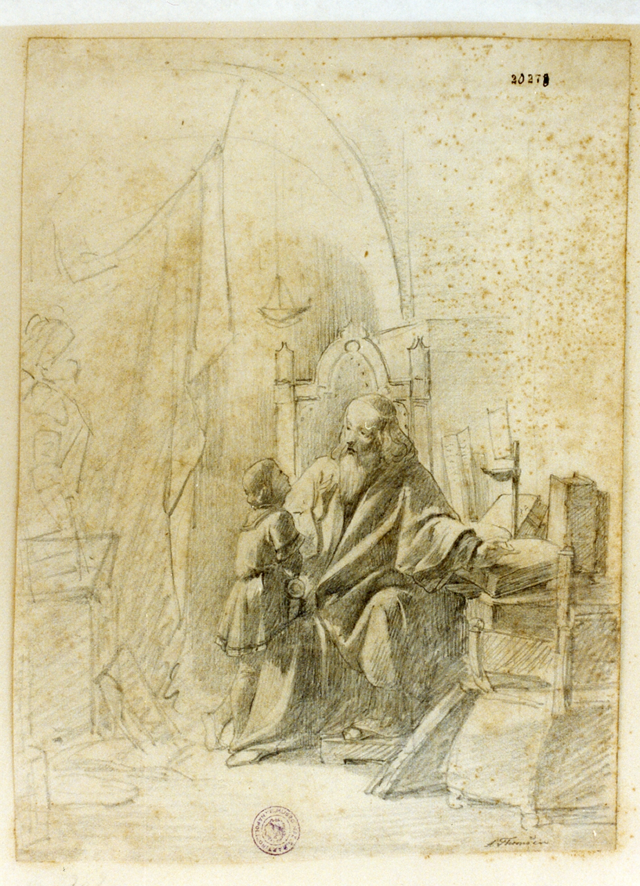 studio per un quadro di soggetto storico (disegno) di Thomsen August Carl Vilhelm (sec. XIX)