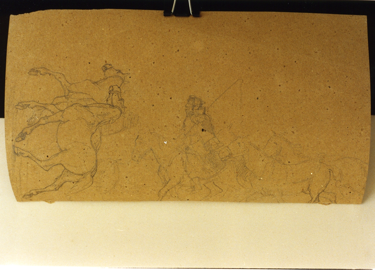 studi di cavalli e cavalieri (disegno) di Marstrand Vilhelm Nicolai (sec. XIX)