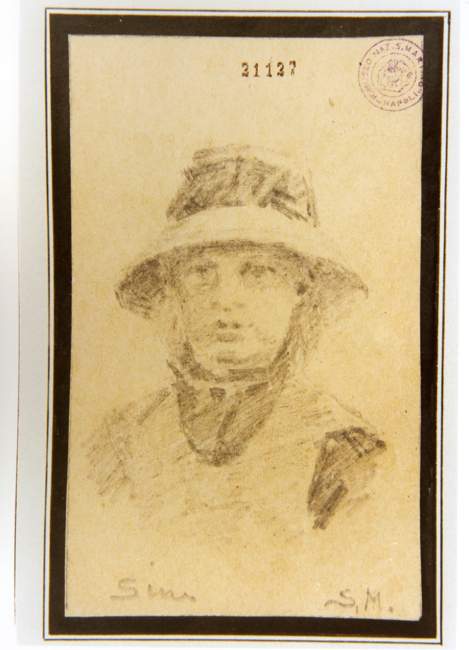 ritratto di donna a mezza figura (disegno) - ambito danese (metà sec. XIX)