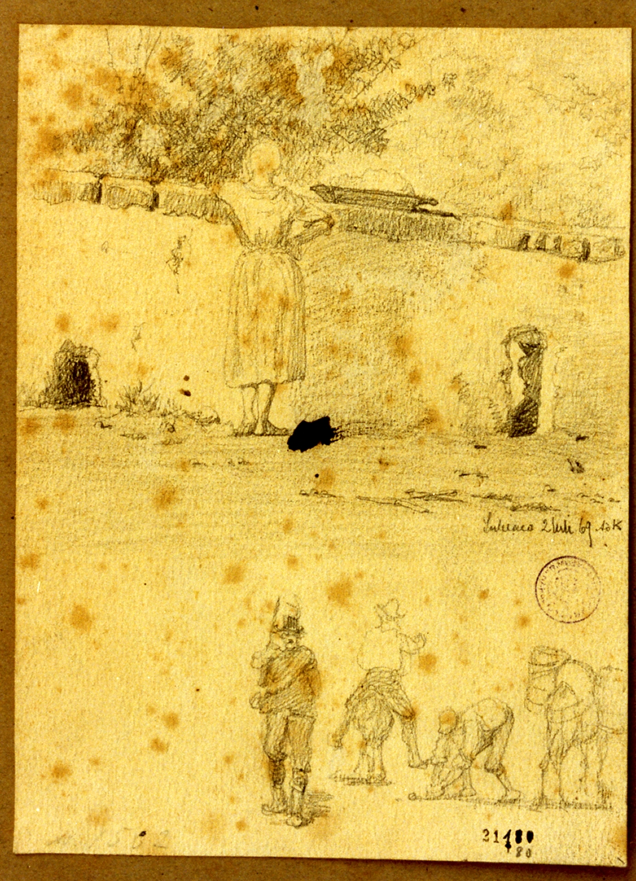 studio di figure a Subiaco (disegno) di Kuchler Albert (sec. XIX)