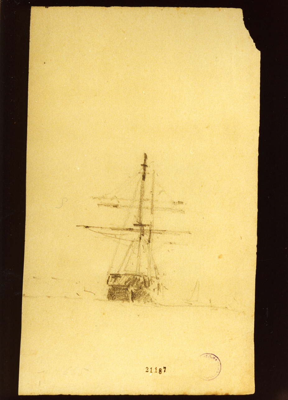 studio di veliero (disegno) di Melbye Fritz Sigried Georg (sec. XIX)