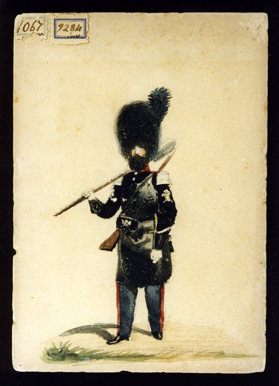militare della Guardia Nazionale (disegno) - ambito napoletano (seconda metà sec. XIX)
