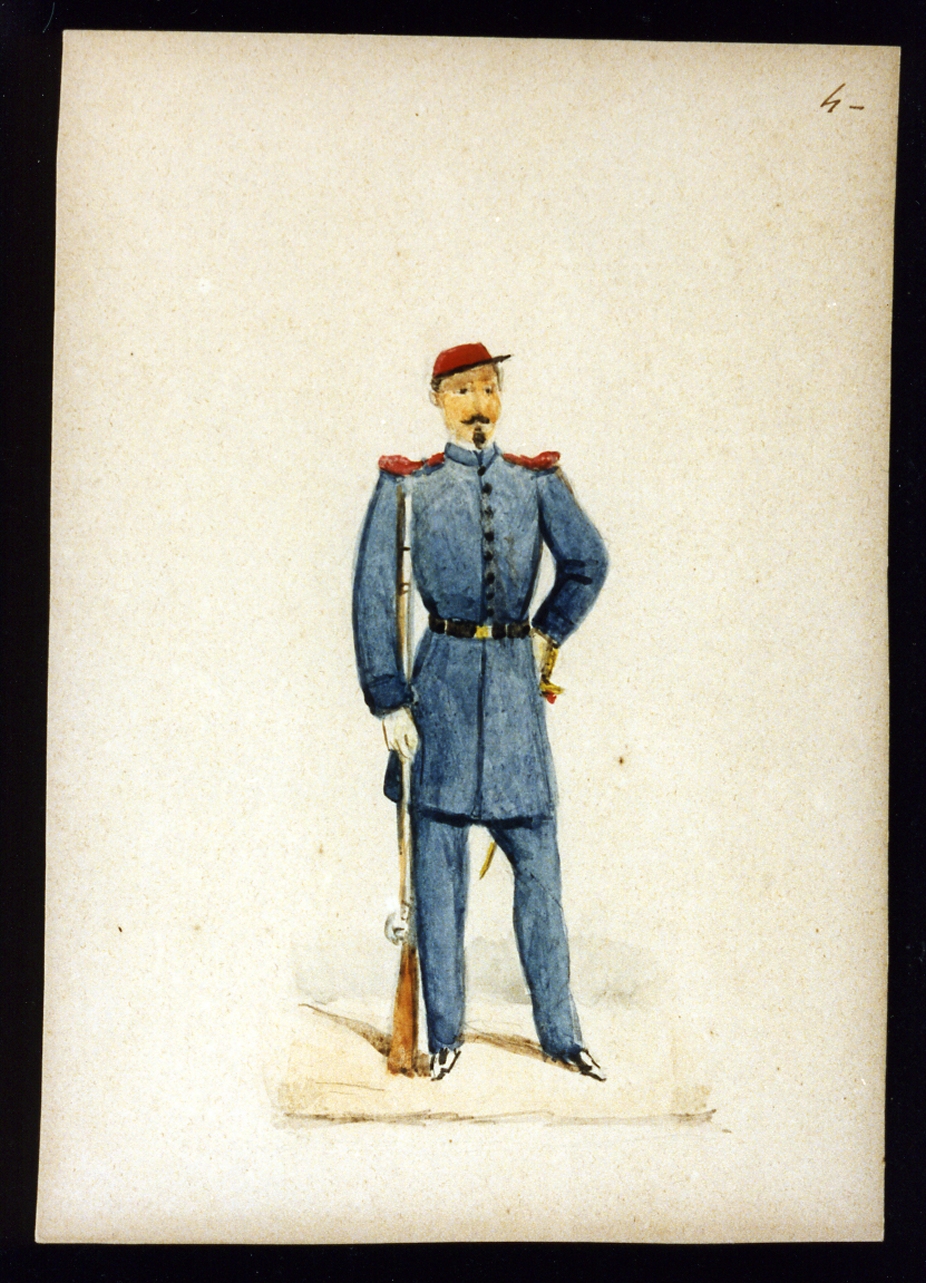militare della Guardia Nazionale (disegno) - ambito napoletano (seconda metà sec. XIX)