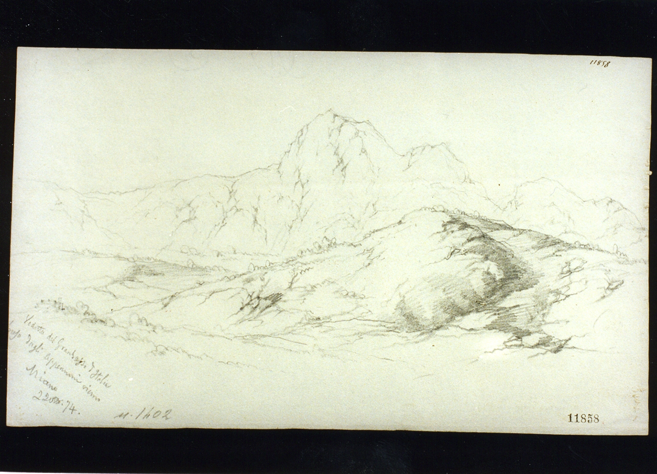 veduta dell'eruzione del Vesuvio del 1822 (disegno) - ambito napoletano (sec. XIX)