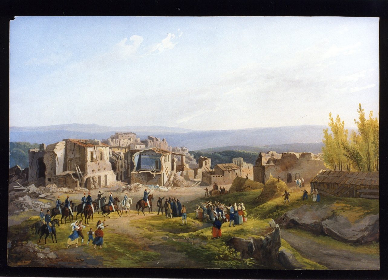 veduta di Melfi distrutta dal terremoto (disegno) di Fergola Salvatore (sec. XIX)