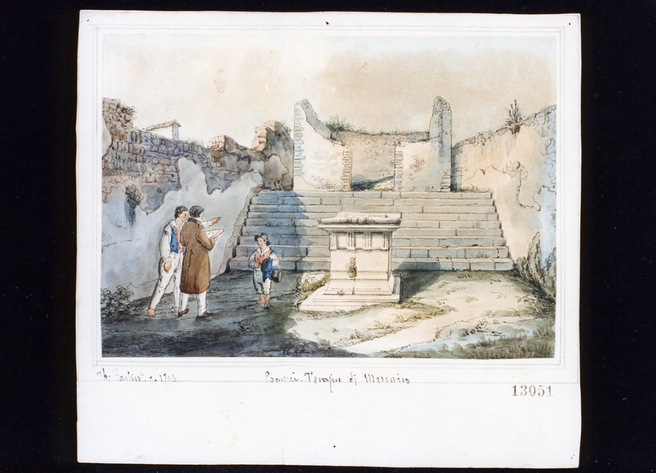 veduta del tempio di Mercurio a Pompei (disegno) di Hackert Philipp (sec. XVIII)