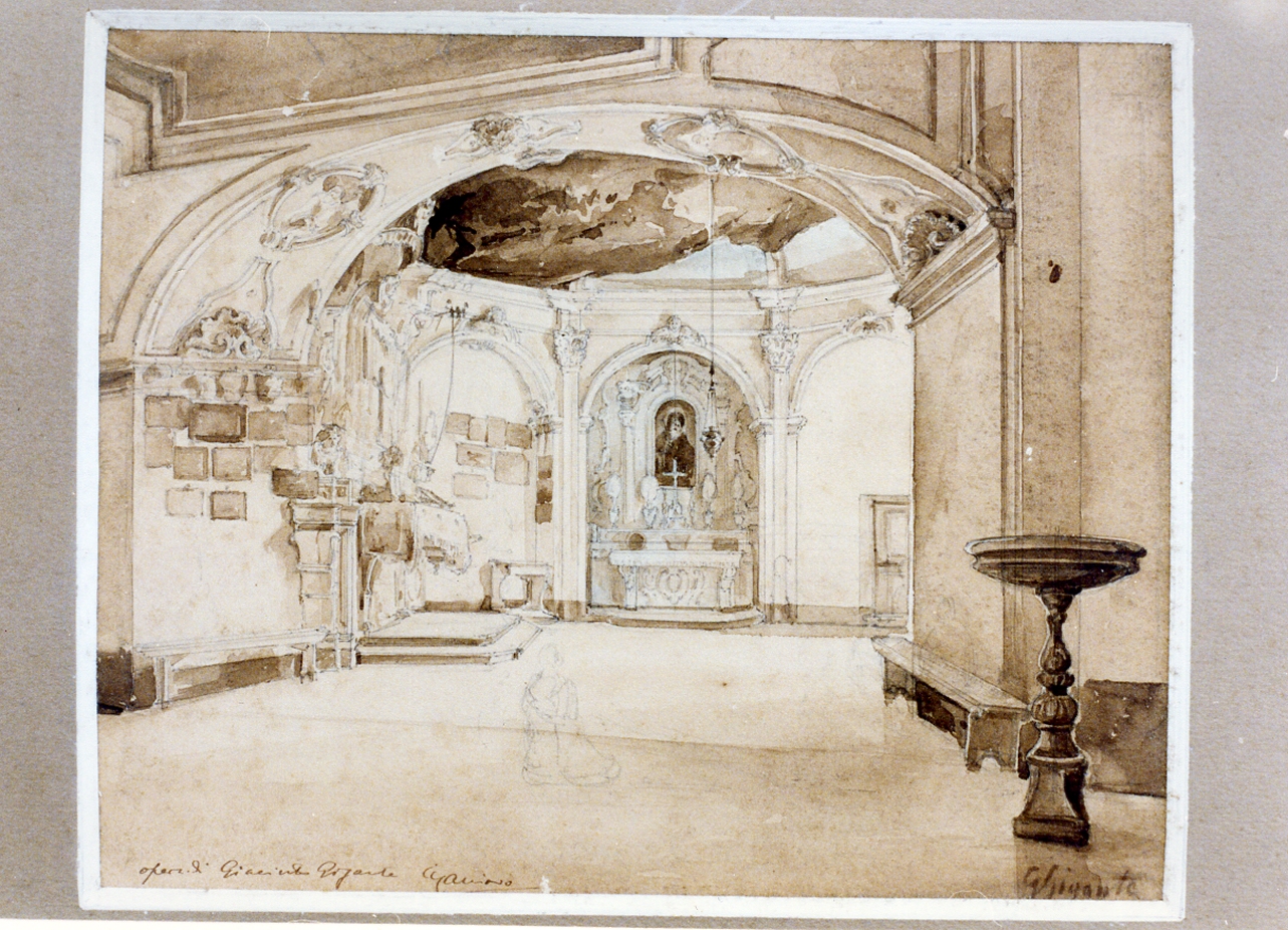interno di chiesa (disegno) di Gigante Giacinto (sec. XIX)