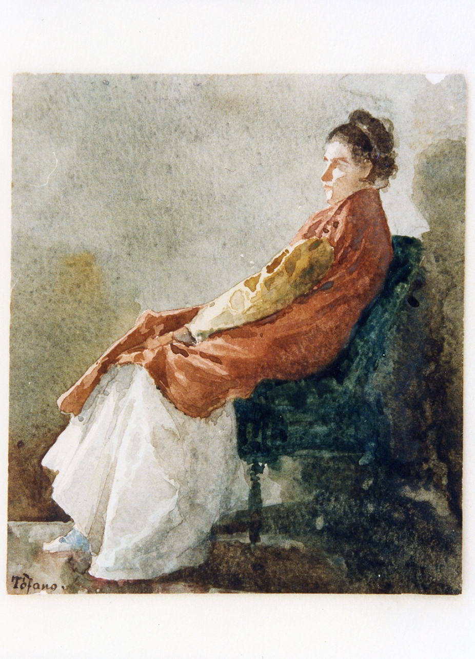 figura femminile seduta (disegno) di Tofano Eduardo (secc. XIX/ XX)