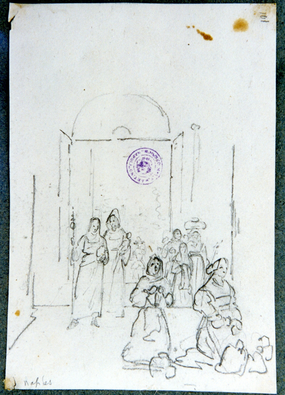 interno con figure (disegno) di Vervloet Frans (secondo quarto sec. XIX)