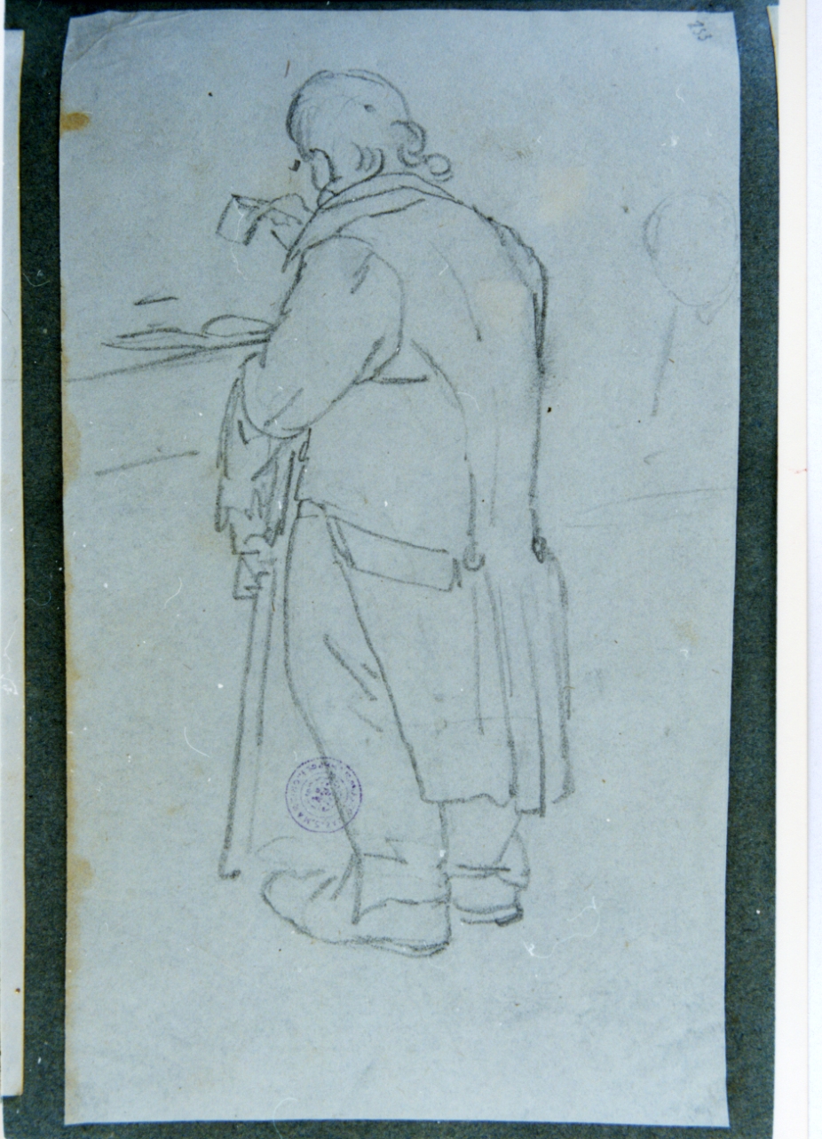 figura maschile di spalle (disegno) di Vervloet Frans (secondo quarto sec. XIX)