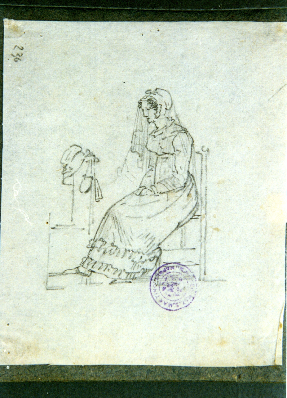 figura femminile in preghiera (disegno) di Vervloet Frans (secondo quarto sec. XIX)