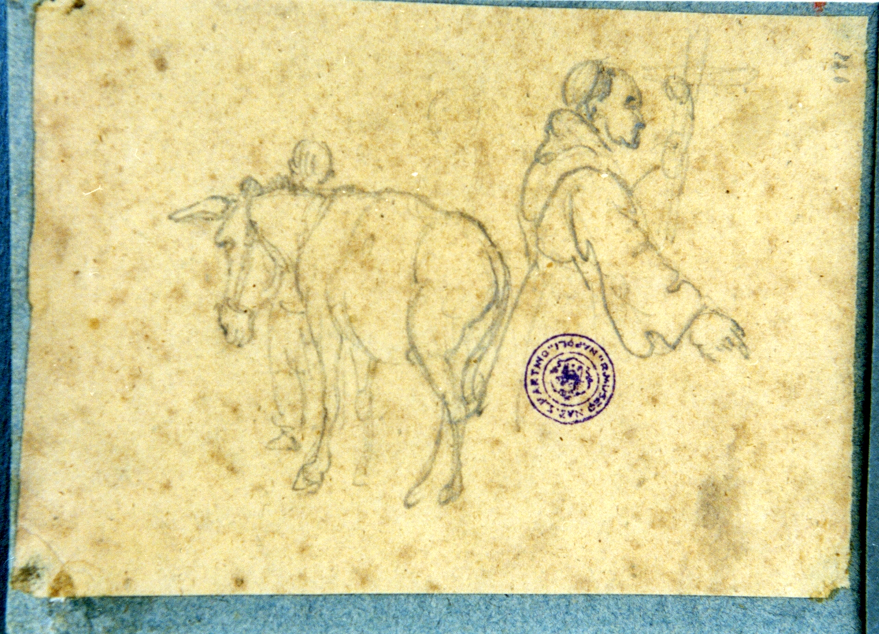 studio di un frate e asino (disegno) di Vervloet Frans (secondo quarto sec. XIX)
