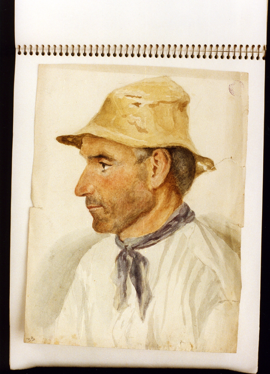 ritratto maschile di profilo (disegno) - ambito europeo (sec. XIX)