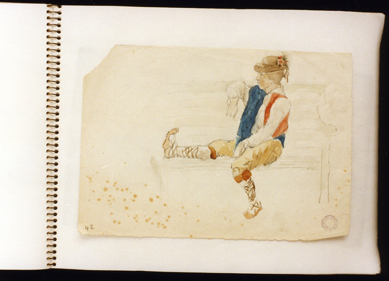 contadino seduto (disegno) - ambito europeo (sec. XIX)