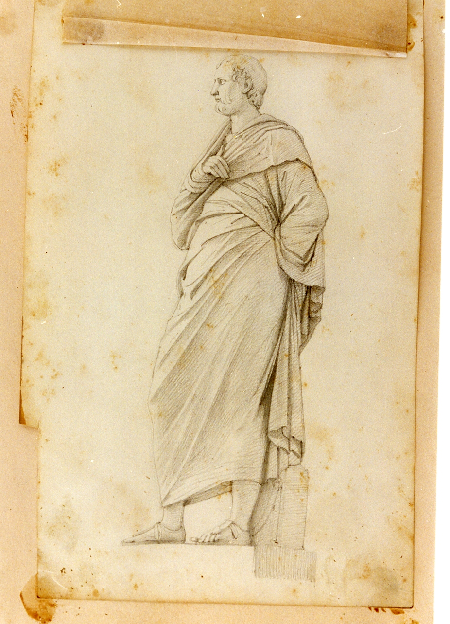 statua maschile panneggiata (disegno) di Postiglione Raffaele (ultimo quarto sec. XIX)