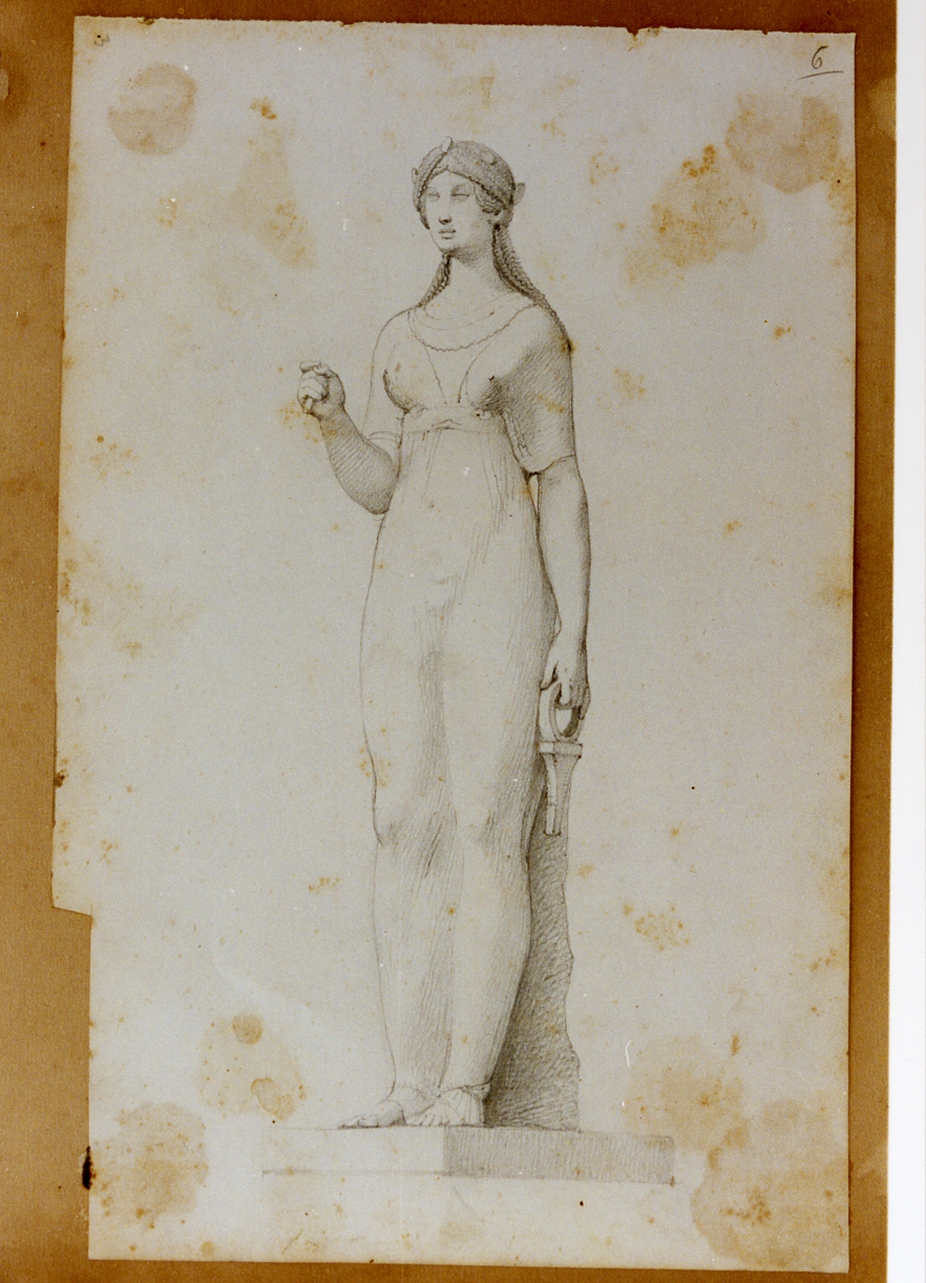 statua di divinità egizia (disegno) di Postiglione Raffaele (ultimo quarto sec. XIX)