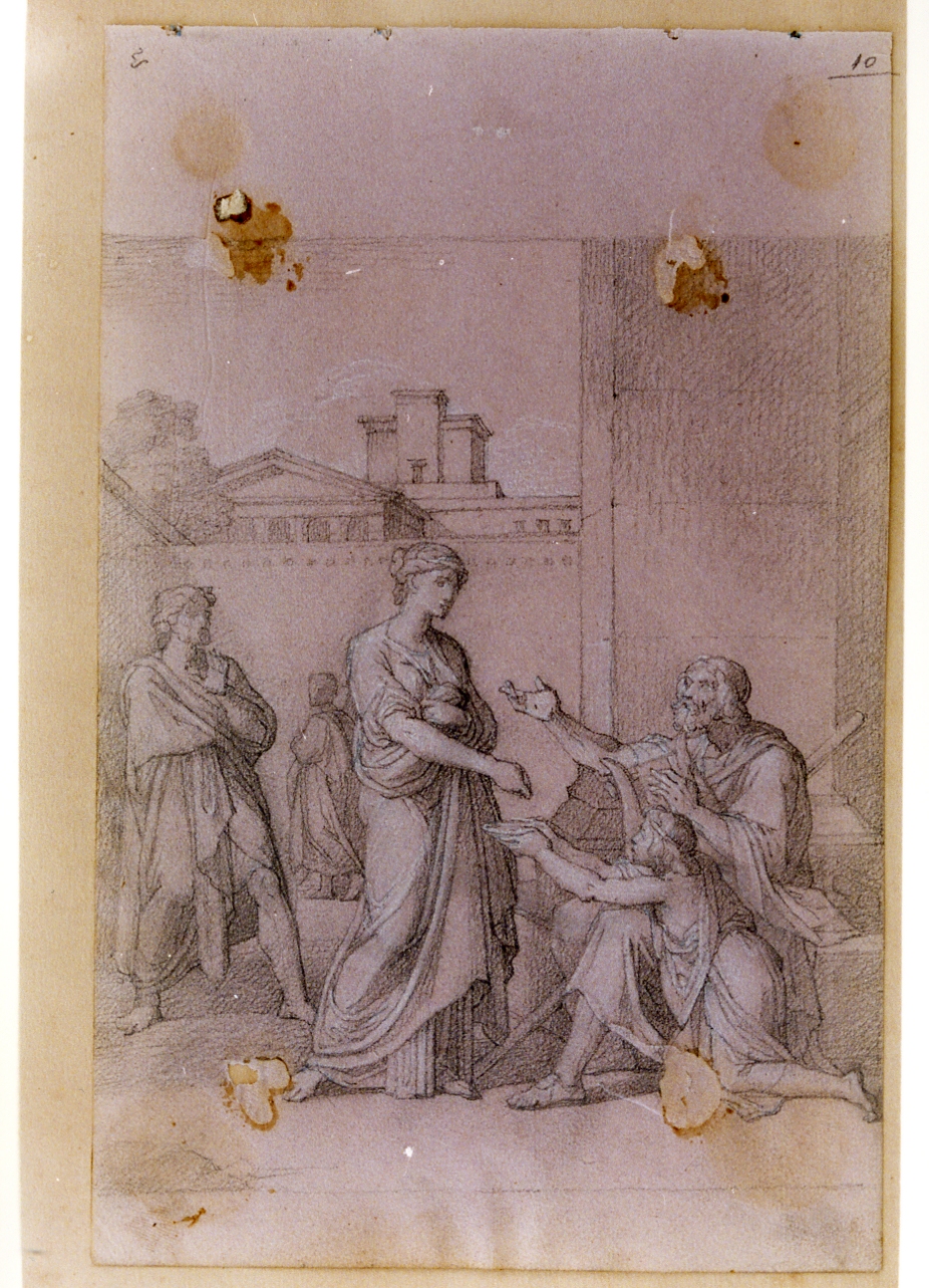 Omero cieco riceve l'elemosina (disegno) di Postiglione Raffaele (ultimo quarto sec. XIX)