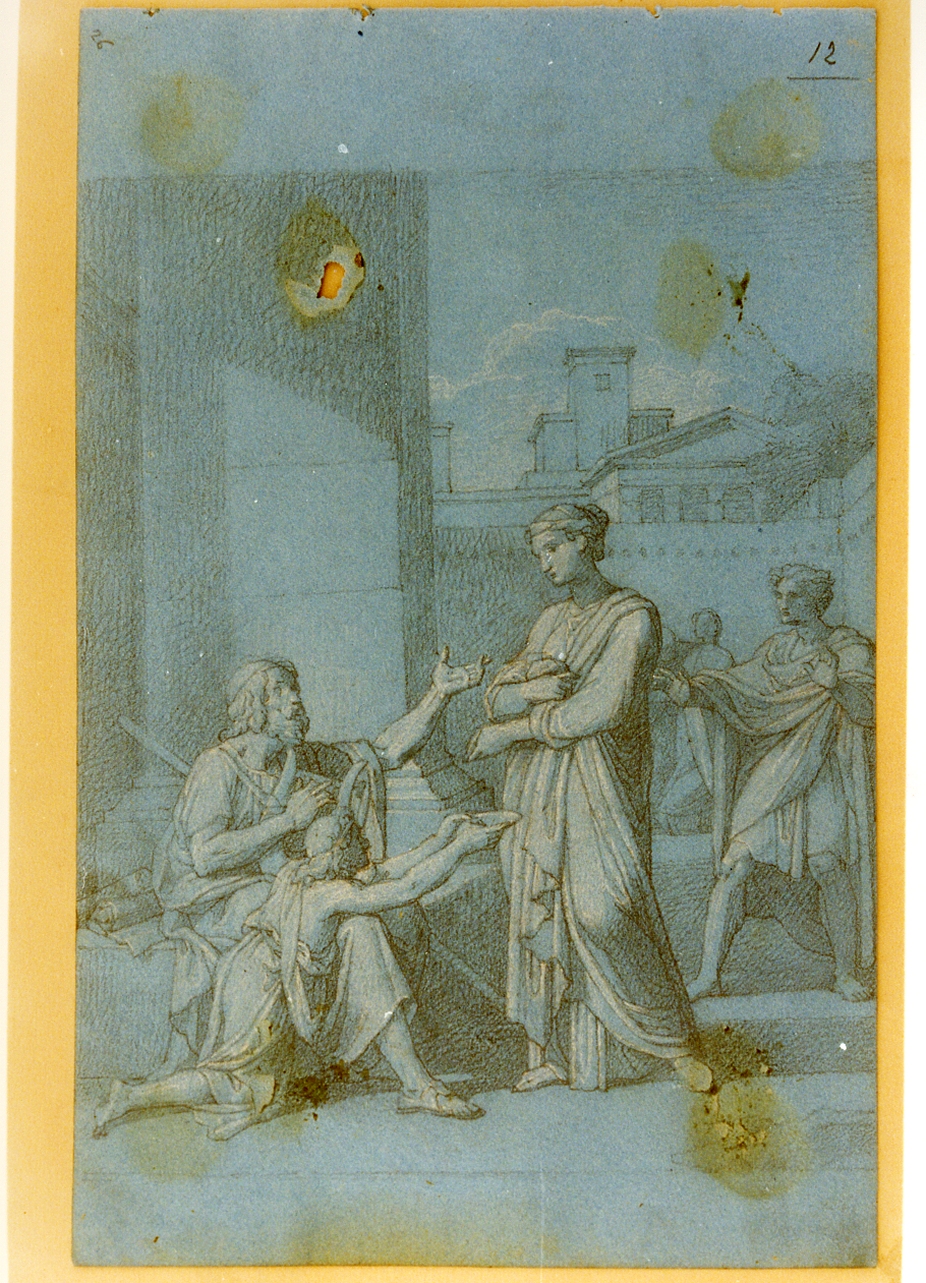 Omero cieco riceve l'elemosina (disegno) di Postiglione Raffaele (ultimo quarto sec. XIX)