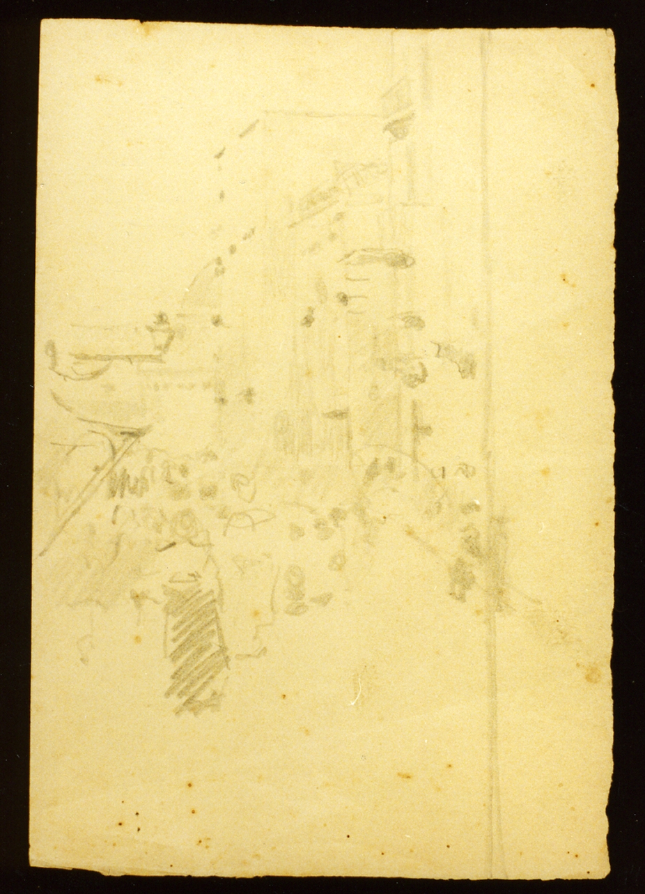 veduta di mercato a Napoli (disegno) di Ragione Raffaele (secc. XIX/ XX)