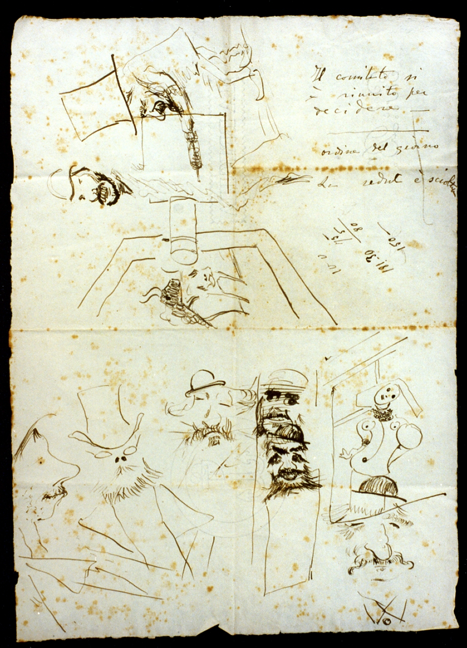 schizzi caricaturali (disegno) - ambito napoletano (sec. XIX)