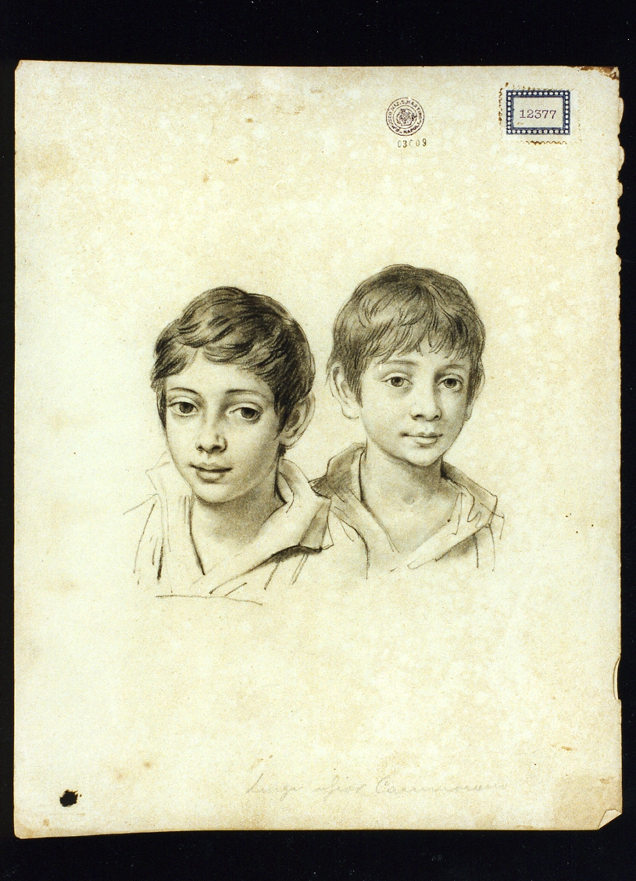 ritratto di Luigi e Giovanni Cammarano (disegno) di Cammarano Giuseppe (sec. XIX)