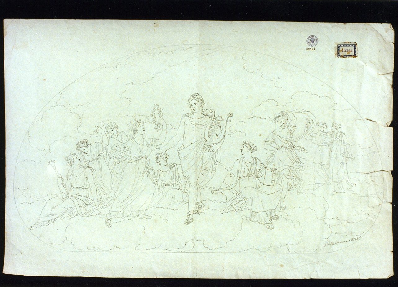 Apollo fra le Muse (disegno) di Cammarano Giuseppe (sec. XIX)