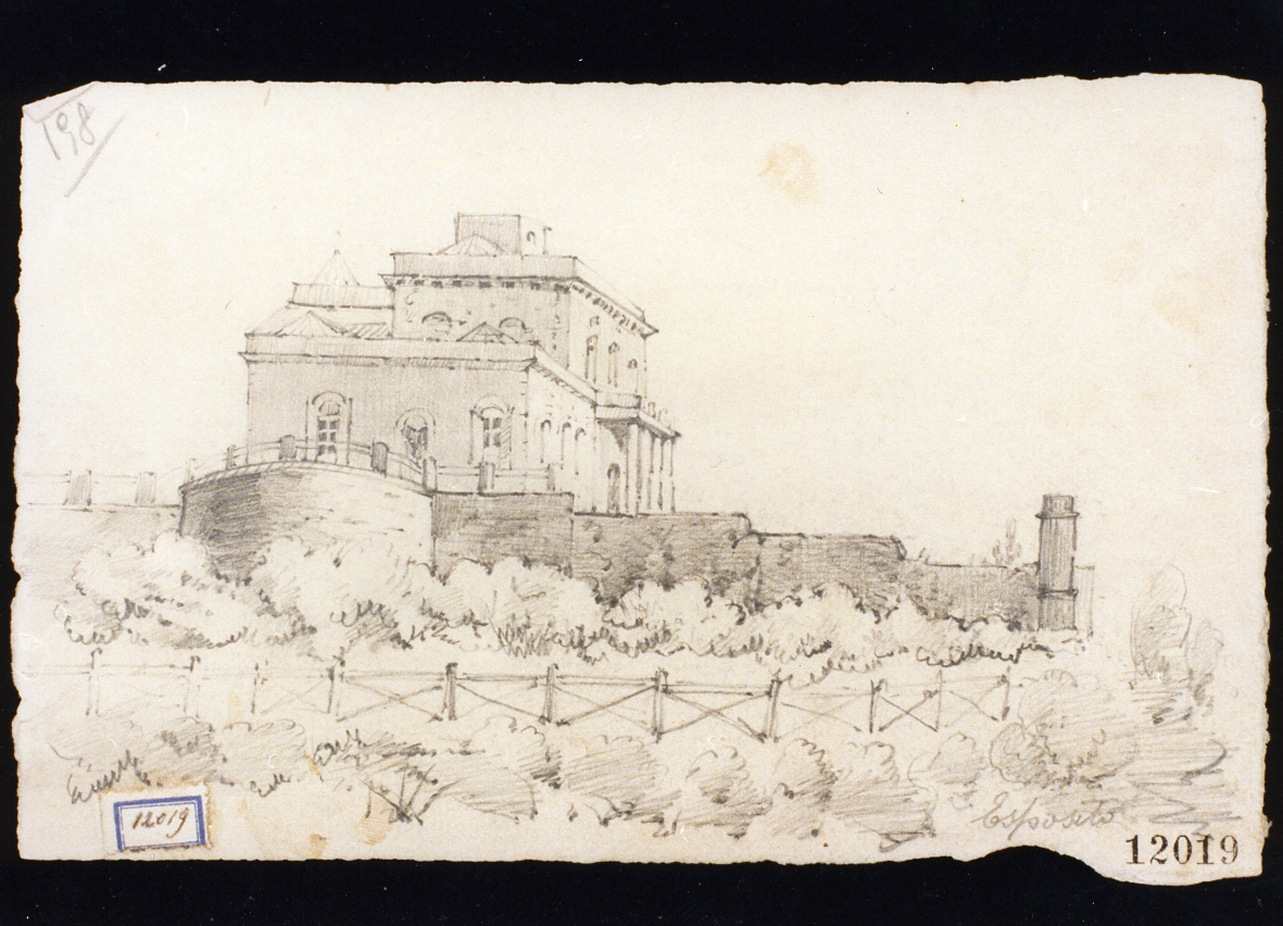 veduta dell'osservatorio vesuviano ad Ercolano (disegno) di Esposito Gaetano (secc. XIX/ XX)
