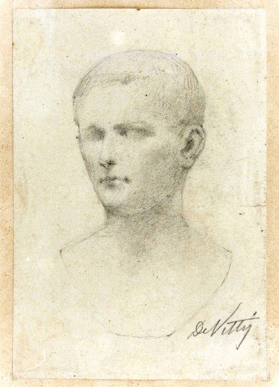 studio di testa maschile (disegno) di De Nittis Giuseppe (metà sec. XIX)