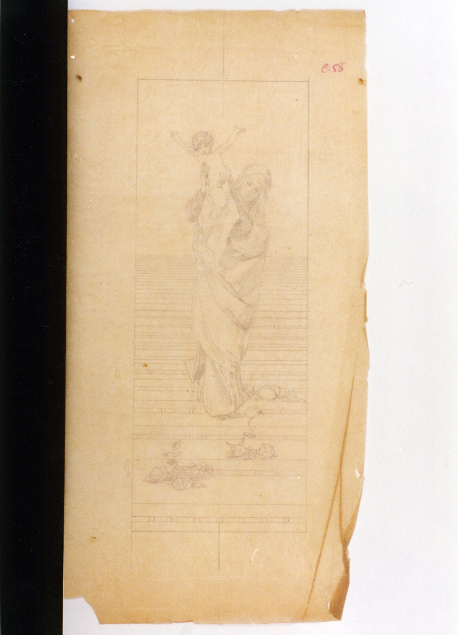 Madonna con Bambino e angeli (disegno) di Vetri Paolo (fine/inizio secc. XIX/ XX)