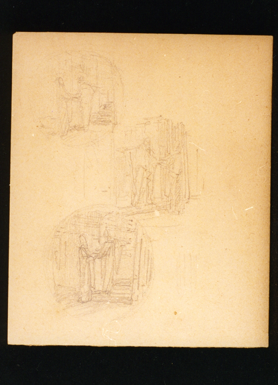tre studi per la visitazione (disegno) di Vetri Paolo (secc. XIX/ XX)