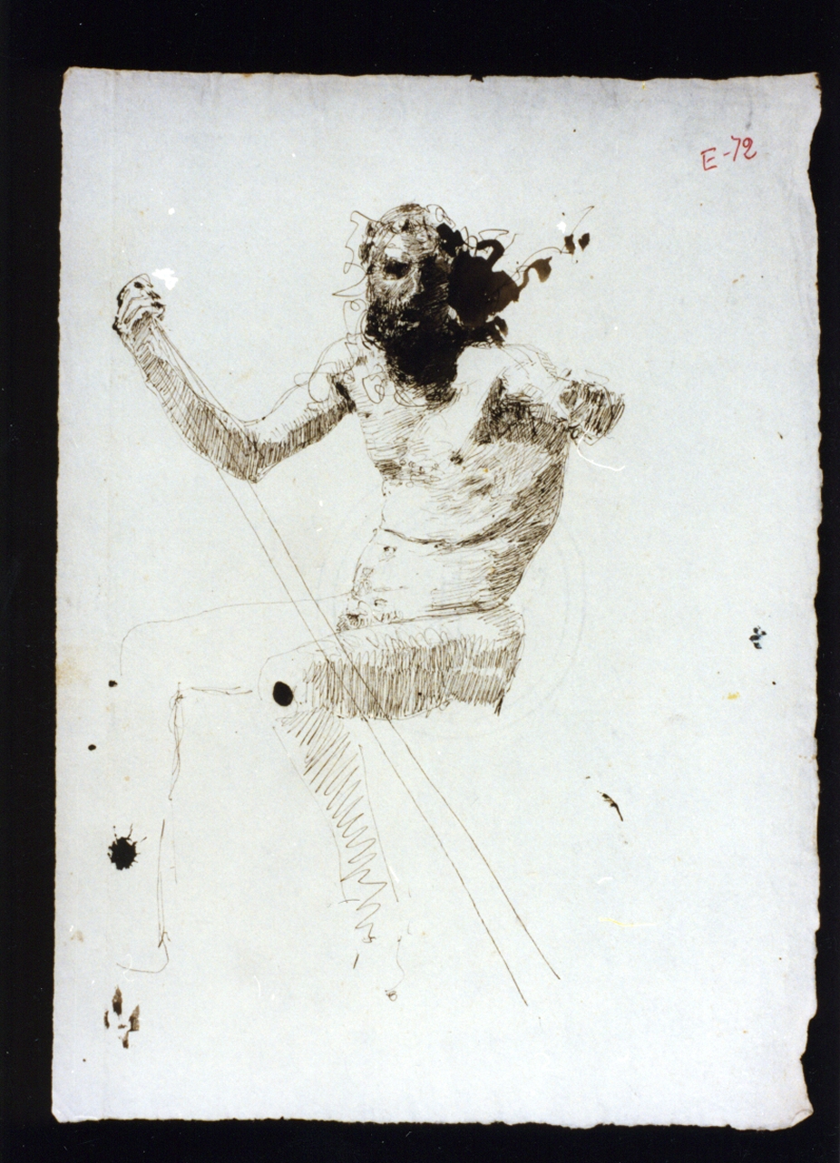 studio di Caronte nudo che rema (disegno) di Vetri Paolo (sec. XIX)