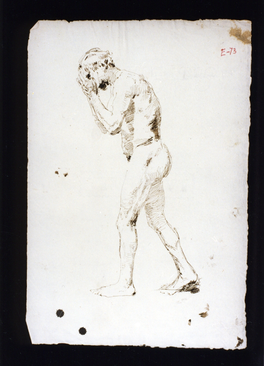studio di dannato nudo (disegno) di Vetri Paolo (sec. XIX)